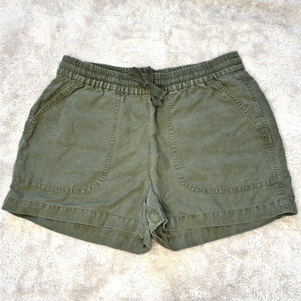 J.Crew Factory Linen Blend Green Draw String Shorts XS